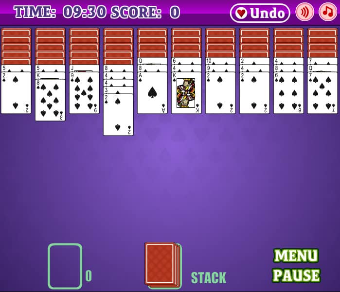 online spider solitaire full screen